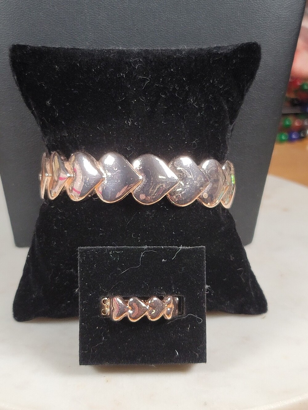 paparazzi Rose Gold Heart Cuff Bracelet with Matching Ring
